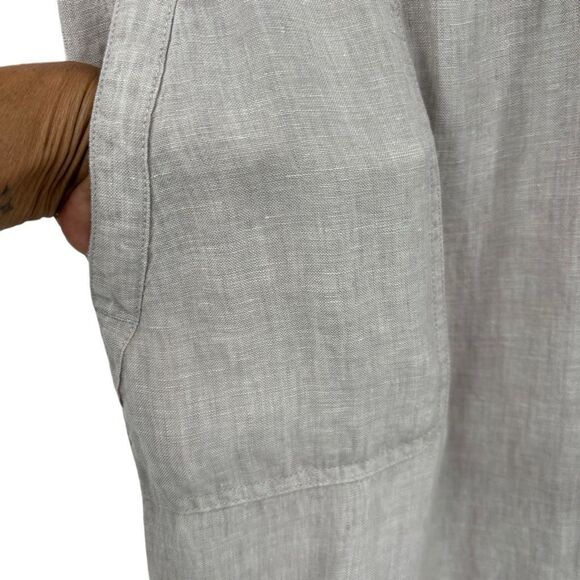 Jones & Co Linen High-Rise Flat Front Drawstring Wide Leg Pants Gray LG Simple - Picture 9 of 12